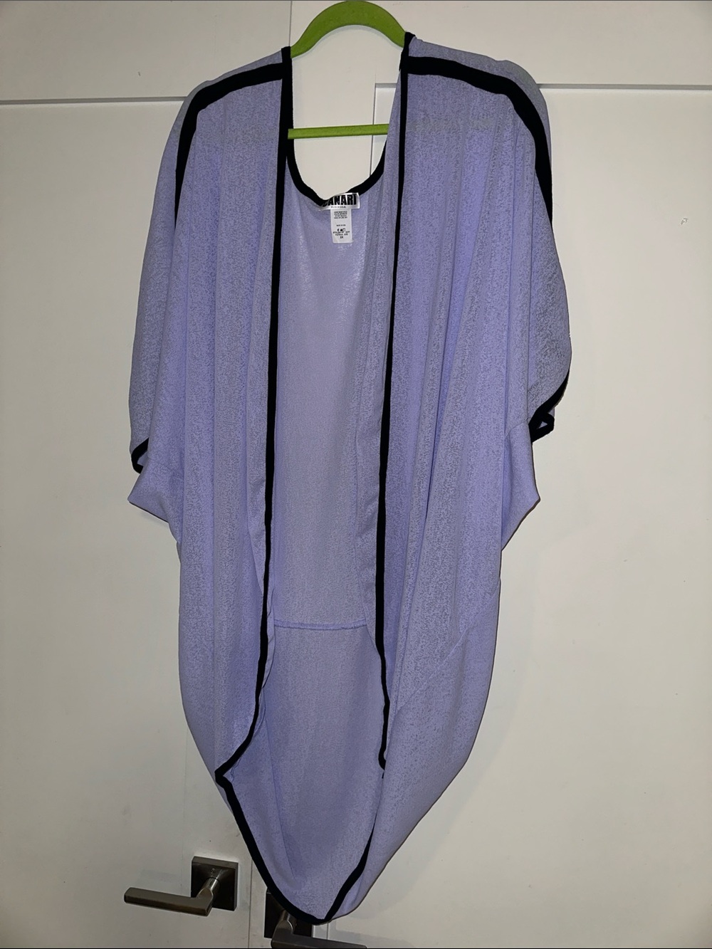 Lilac Open-Front Women's Kimono with Black Trim, or Swimsuit cover up, orSize:2X